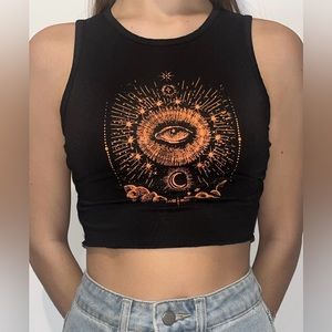 graphic crop tank top, size small, shein